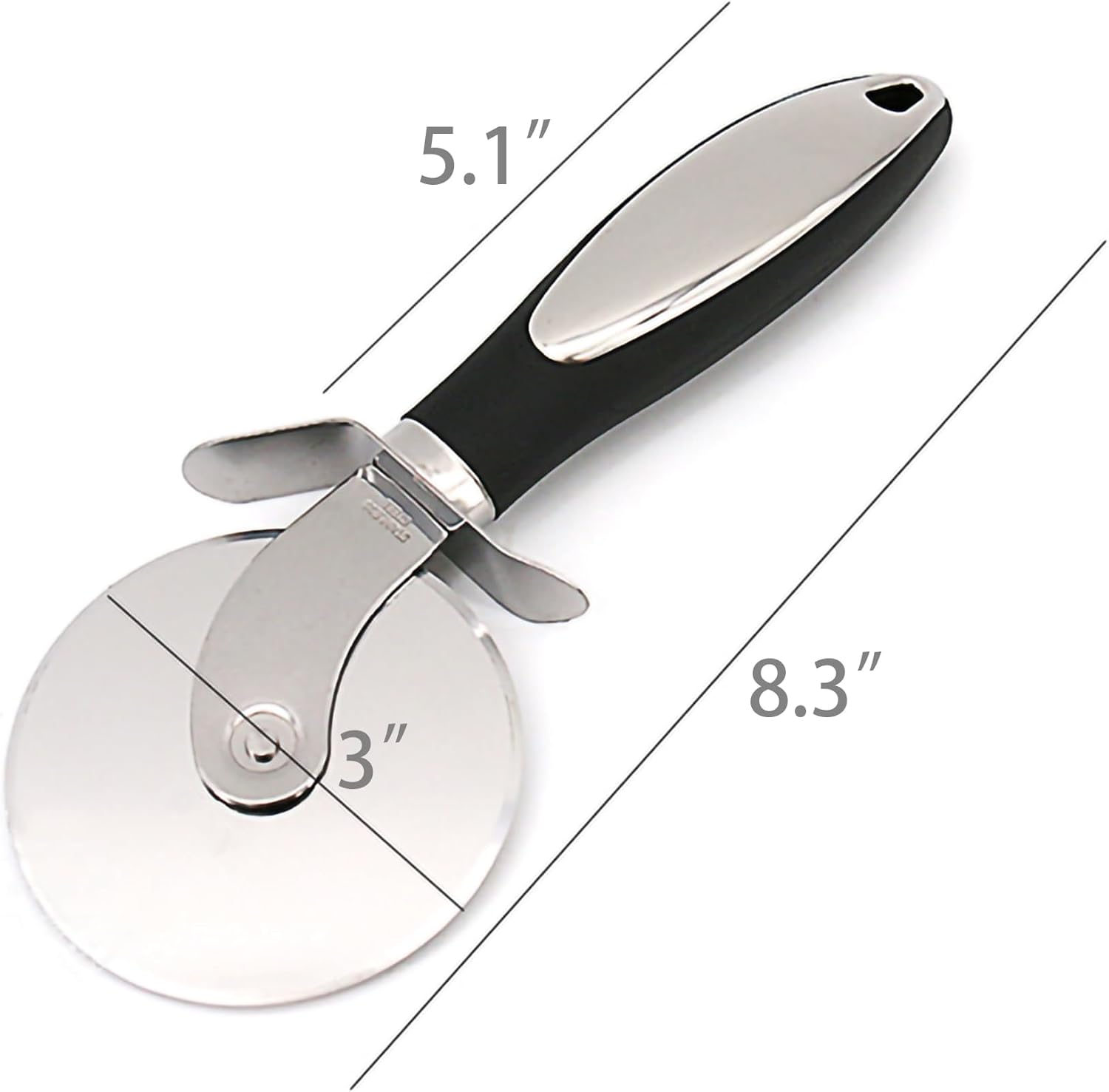 Fixturedisplays Rueda del cortador de la pizza, Cortador de pizza, rueda del cortador de la pizza del acero inoxidable, negro resistente 21913-2D