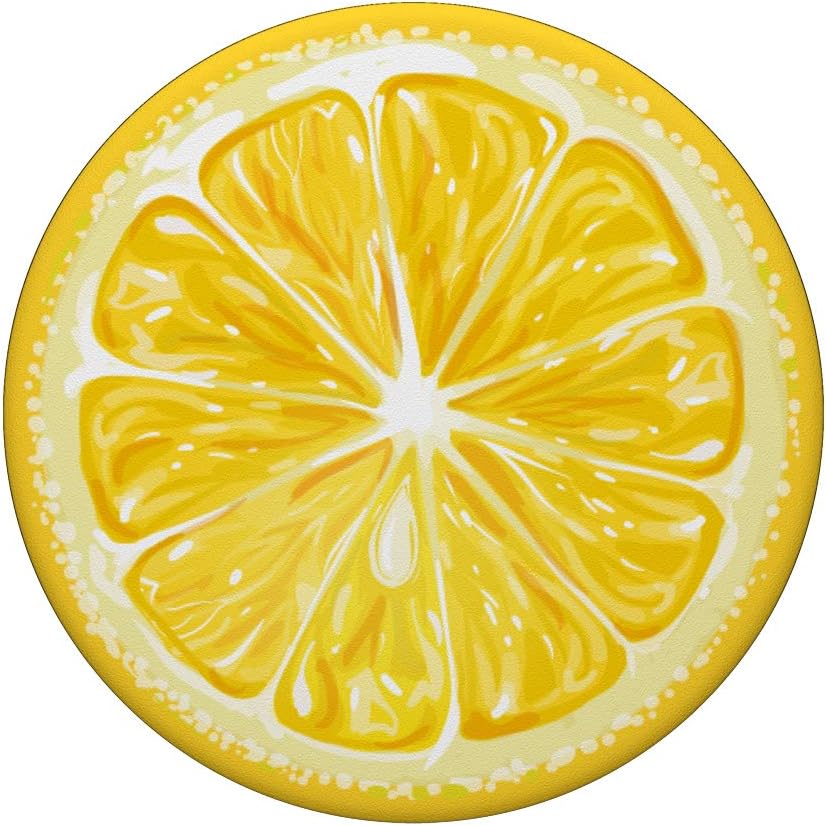 Amarillo limón patrón rebanada para niños niñas limón impresión negro PopSockets PopGrip agarre intercambiable para teléfonos y tabletas