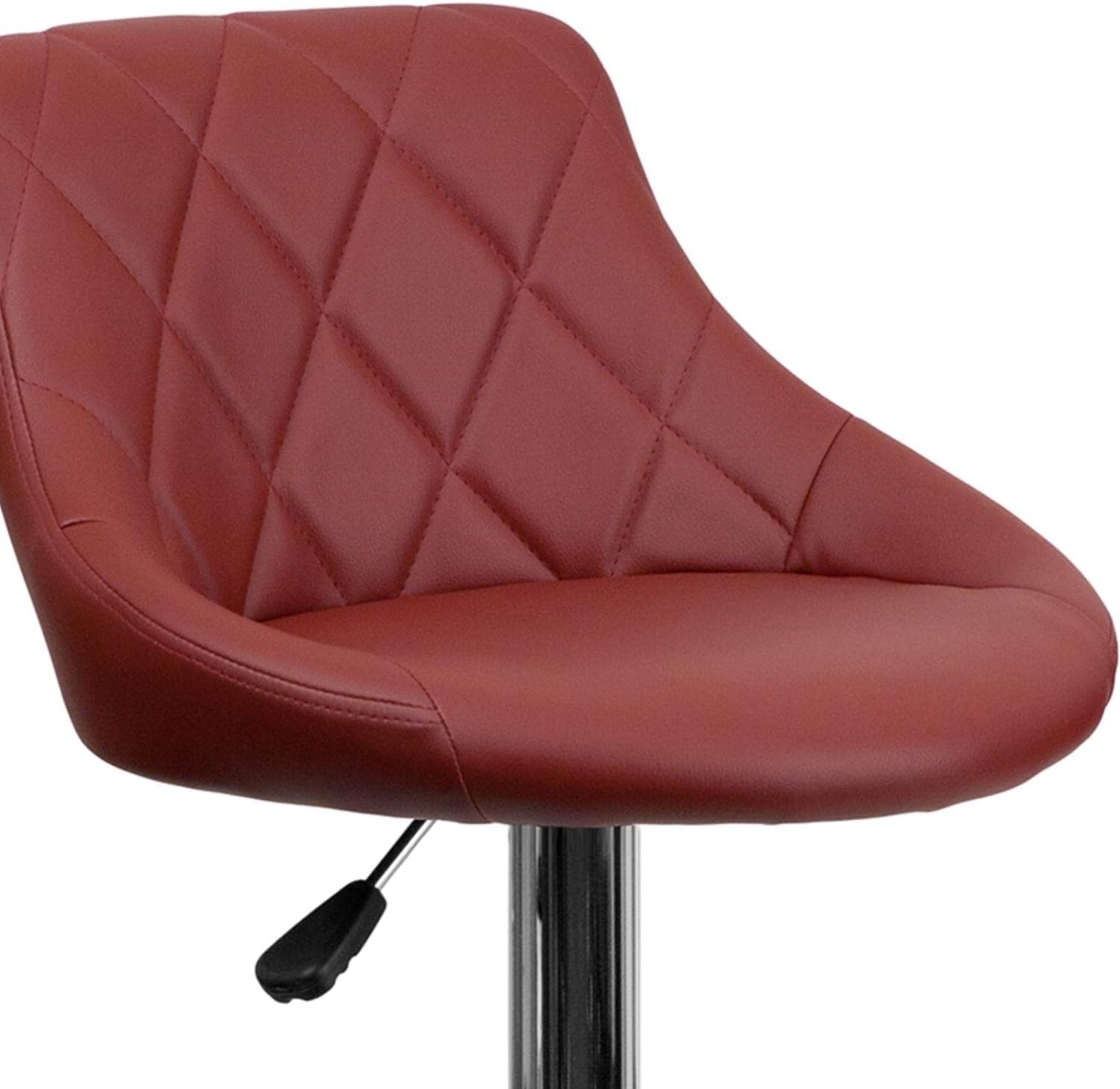 Flash Furniture CH-82028A-BK-GG asiento de vinilo negro de diseño contemporáneo, banqueta alta ajustable con base cromada, Tela, Burgundy