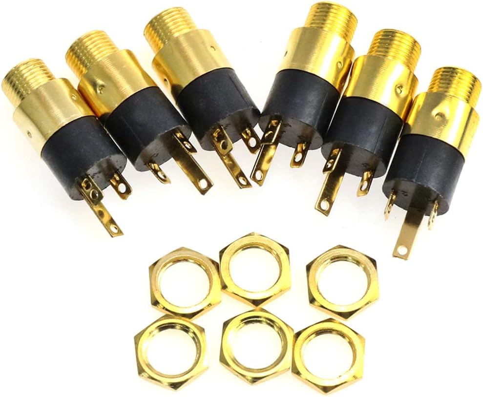 Lovelysp 0.138 in estéreo Jack Panel 0.138 in montaje conector chapado en oro Jack-6PCS