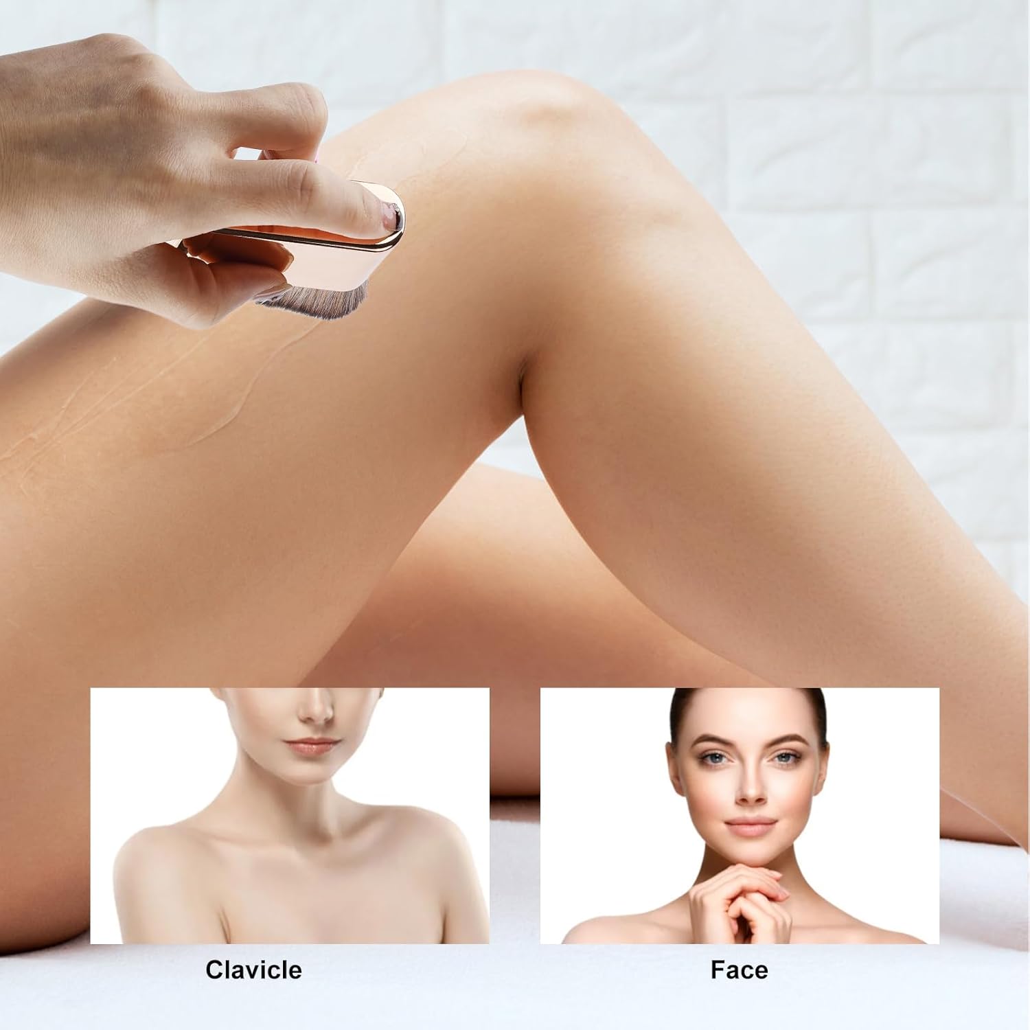 Cepillo autobronceador, aplicador de cepillo autobronceador suave, cepillo de bronceado portátil, brochas de maquillaje corporal (oro rosa)