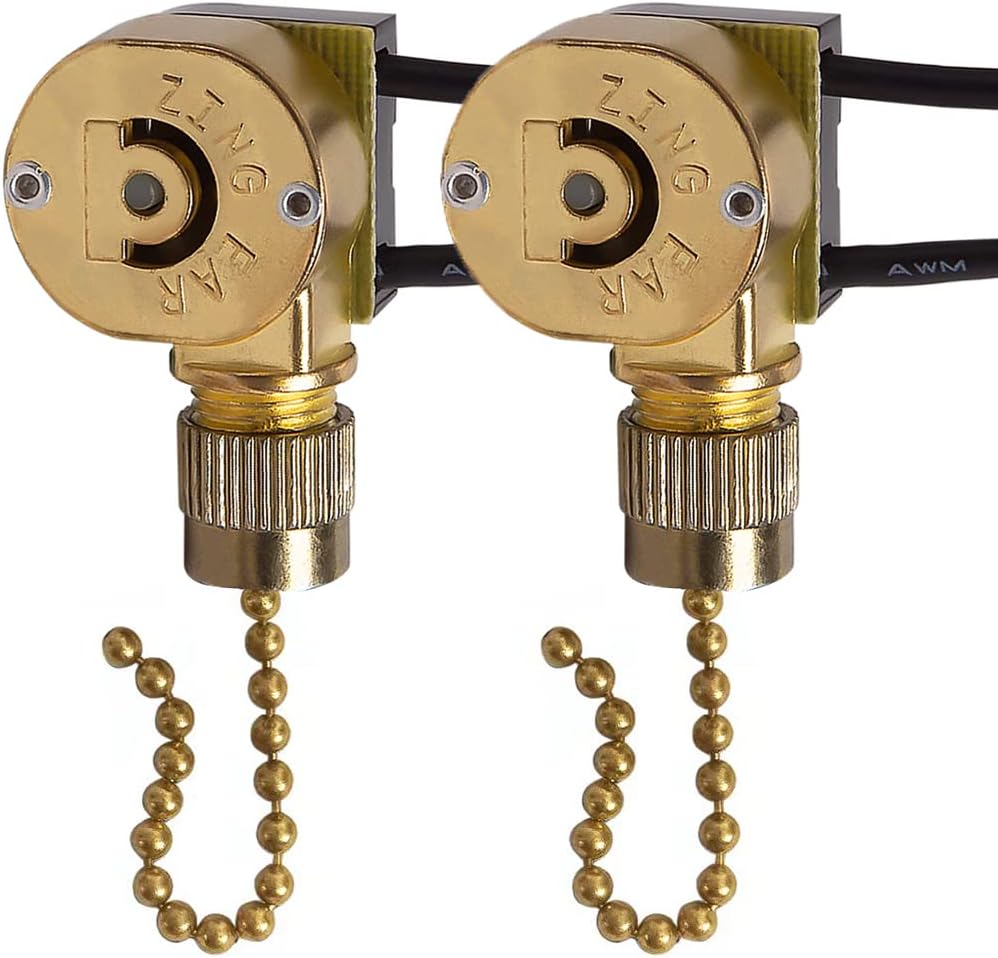 Interruptor de ventilador de techo Zing Ear ZE-109M Interruptor de cable de cadena de tracción para ventiladores de techo lámparas y luces de pared,