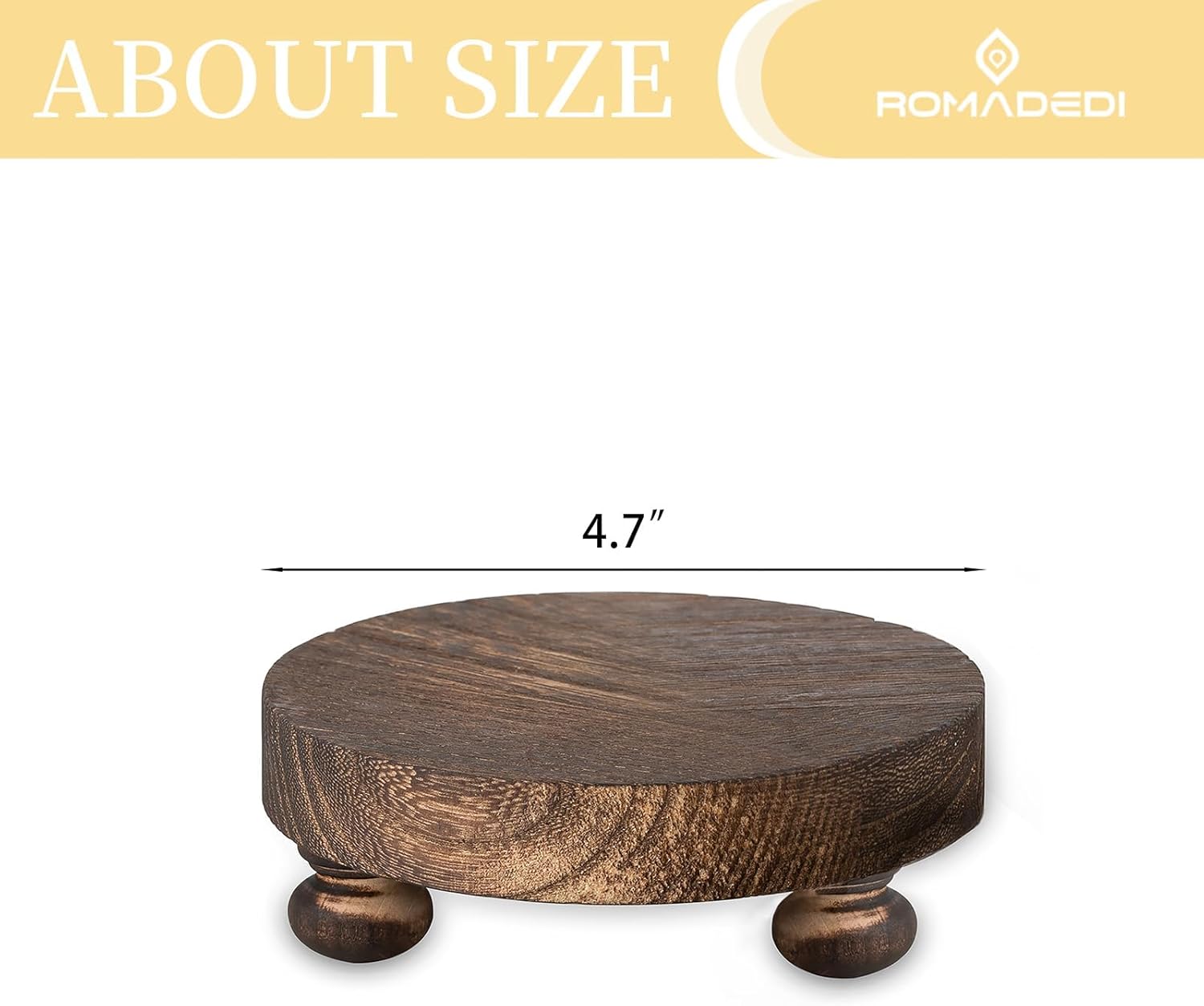 Romadedi Elevador de madera de granja para exhibir, 2 piezas de decoración rústica, mini pedestal de madera, bandeja redonda decorativa para mesa