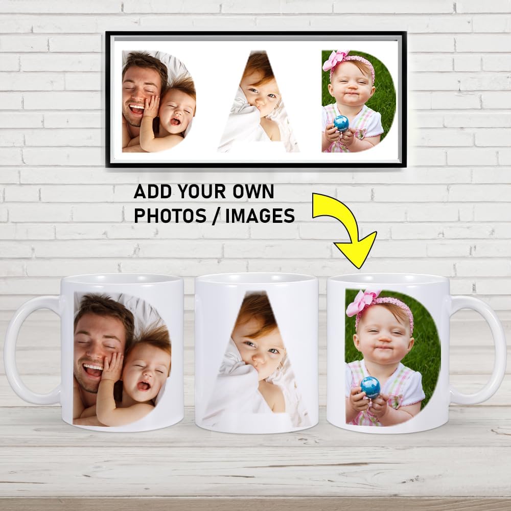 Taza de café personalizada con imagen, texto y nombre, tazas personalizadas por ambos lados de 11 onzas, taza personalizada para papá, regalos