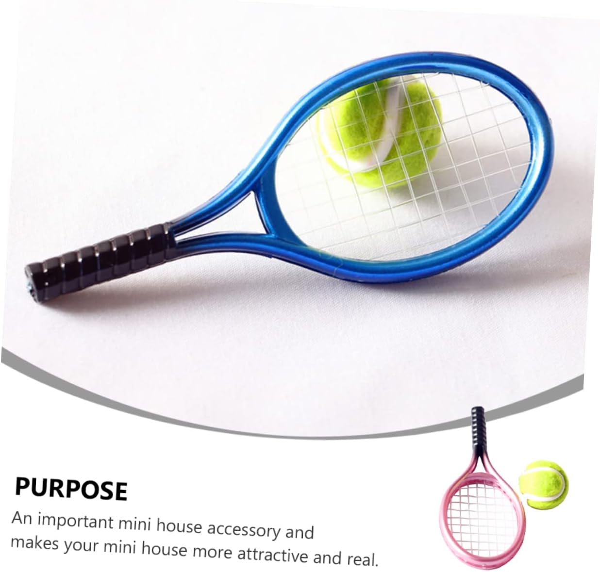 Abaodam 1 juego de raqueta de tenis de tenis en miniatura miniaturas decoración mini raquetas de tenis de plástico modelos de tenis en miniatura,
