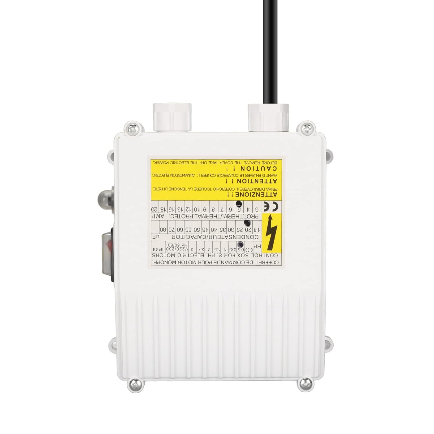 Controlador de bombas sumergibles, caja de control de bomba para bombas de succión domésticas sumergibles de pozo profundo (0.55 KW 0.5 HP 20uf 5A