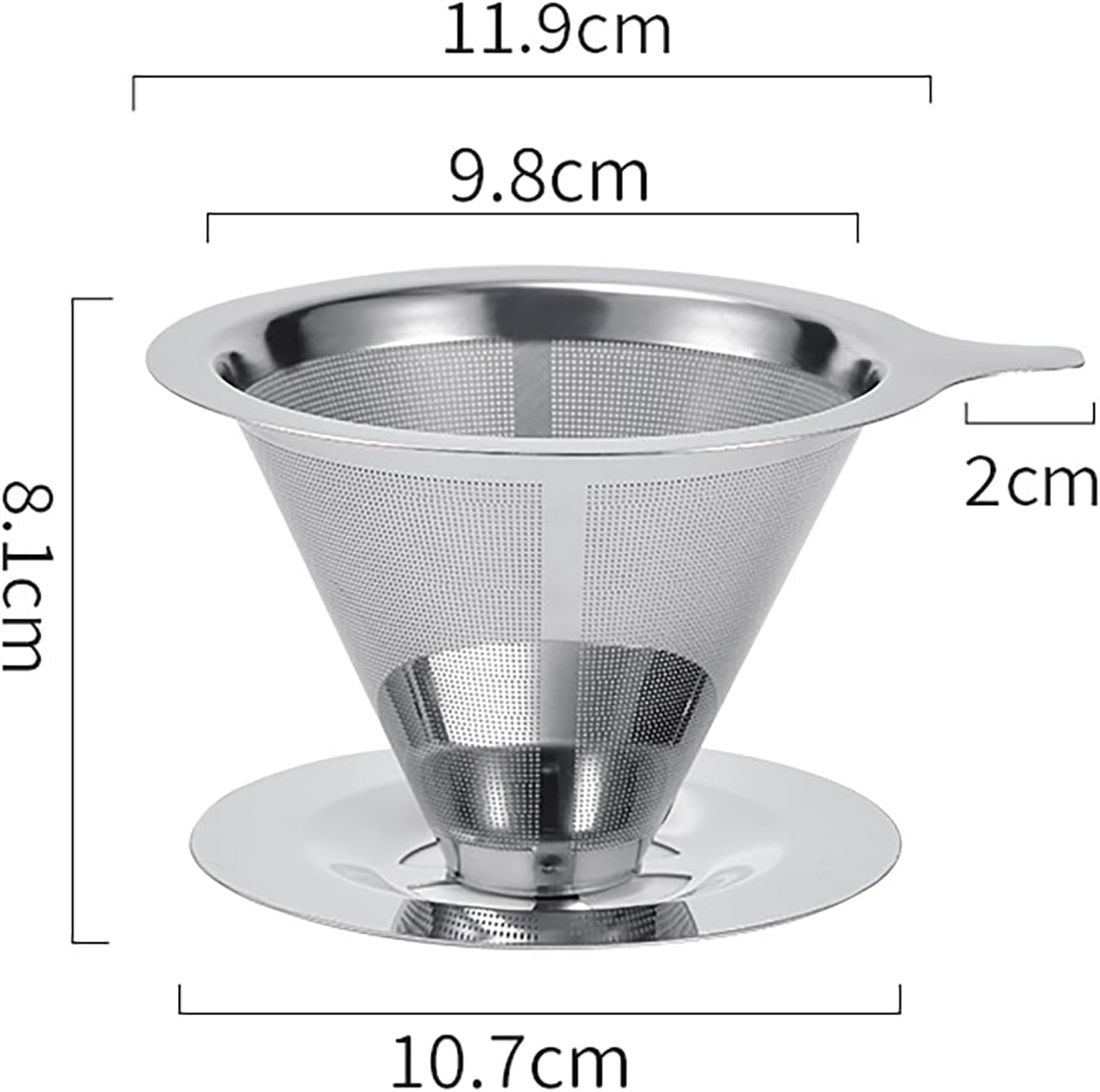 MOSHOU Verter sobre el gotero de café, filtro de café de goteo lento de acero inoxidable, cono de metal, filtro de café reutilizable sin papel de