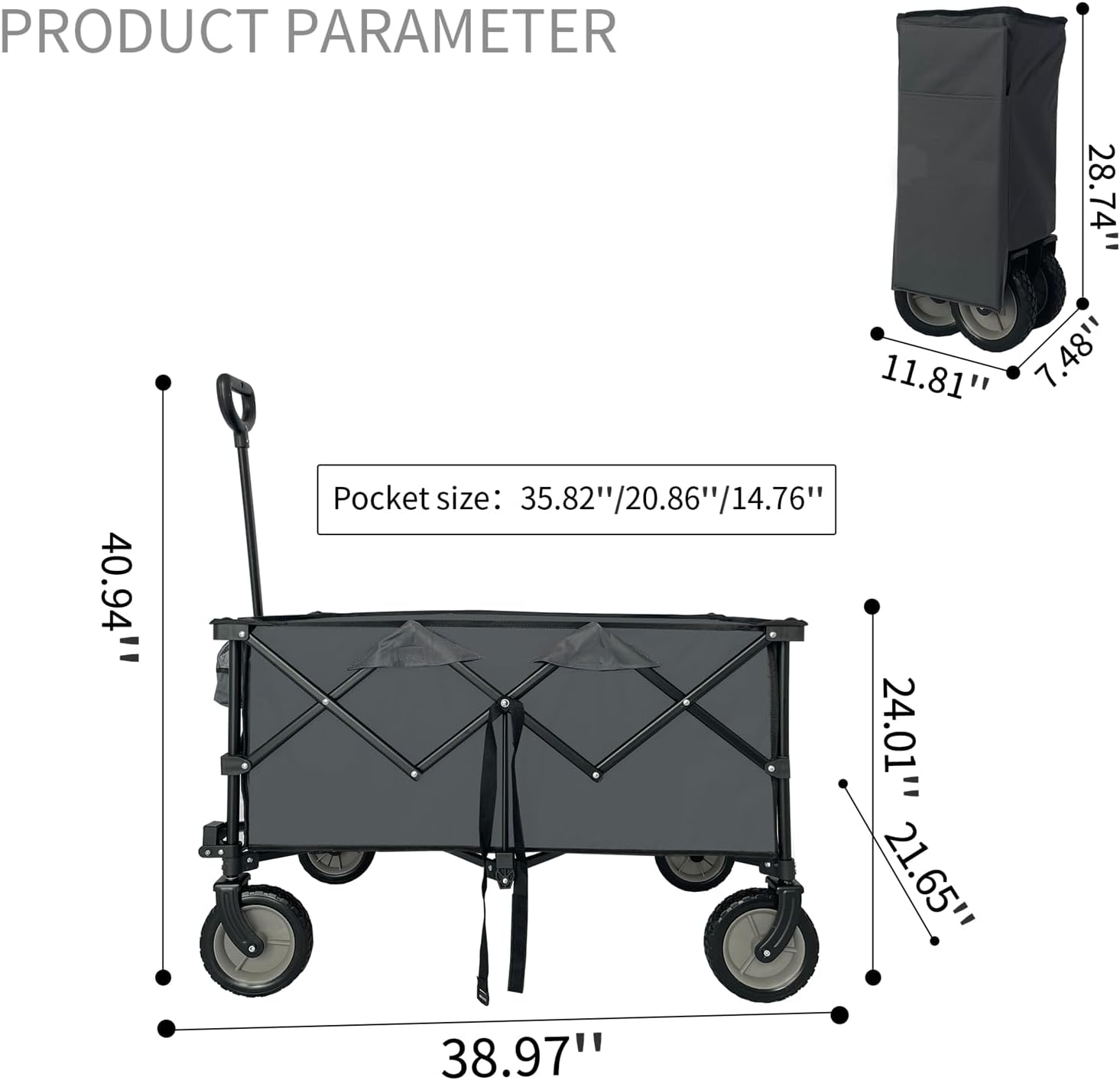 Carrito de jardín al aire libre plegable para acampar compras, 220 libras multiusos Push Pull plegable carro de playa, carro utilitario para playa,
