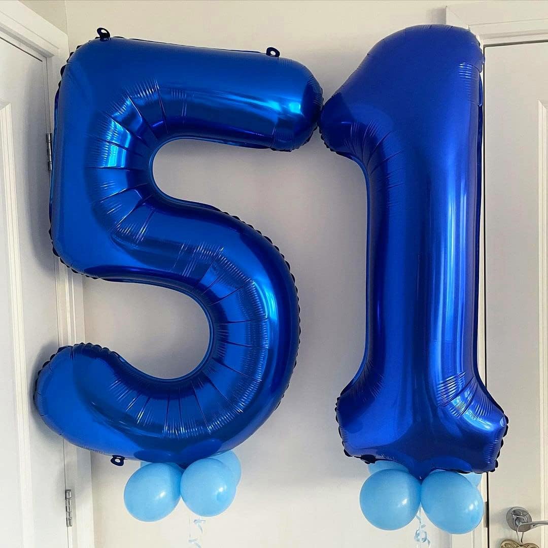 Globos de color azul marino del número 25, globos de cumpleaños de 40 pulgadas, globos de cumpleaños de 25 o 52 globos grandes de aluminio de Mylar