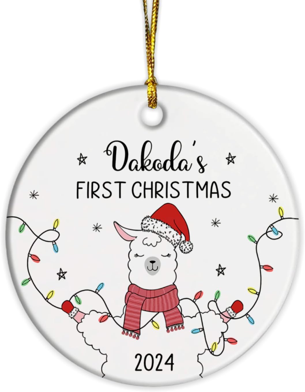 Adorno de Navidad para el primer bebé, adorno personalizado de llama de bebé, recuerdo de adorno de Navidad de cerámica para bebé, decoración