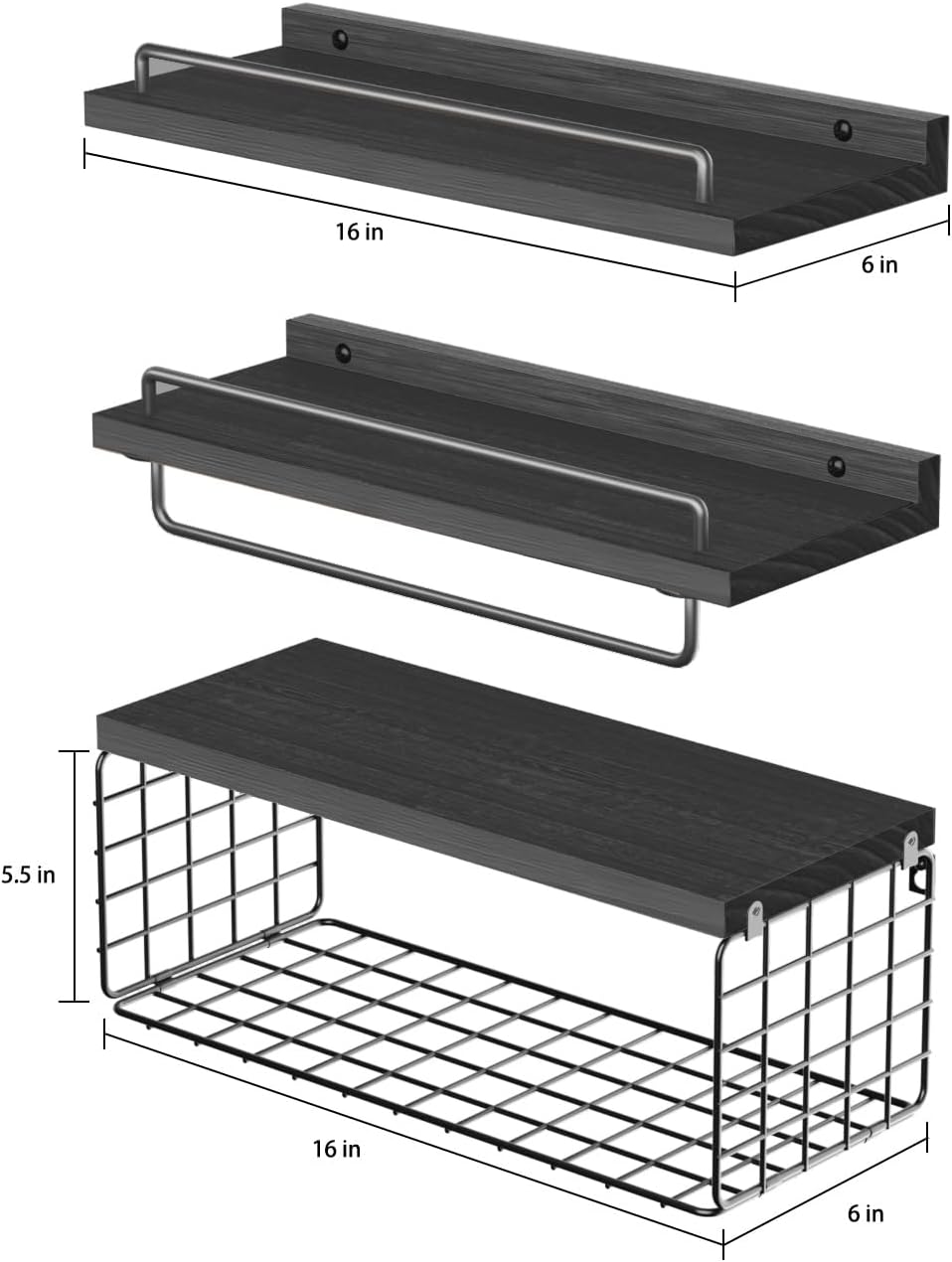 RYOFOBETTO Estantes flotantes sobre papel higiénico, estantes flotantes para colgar en la pared, de madera rústica, cesta de almacenamiento para