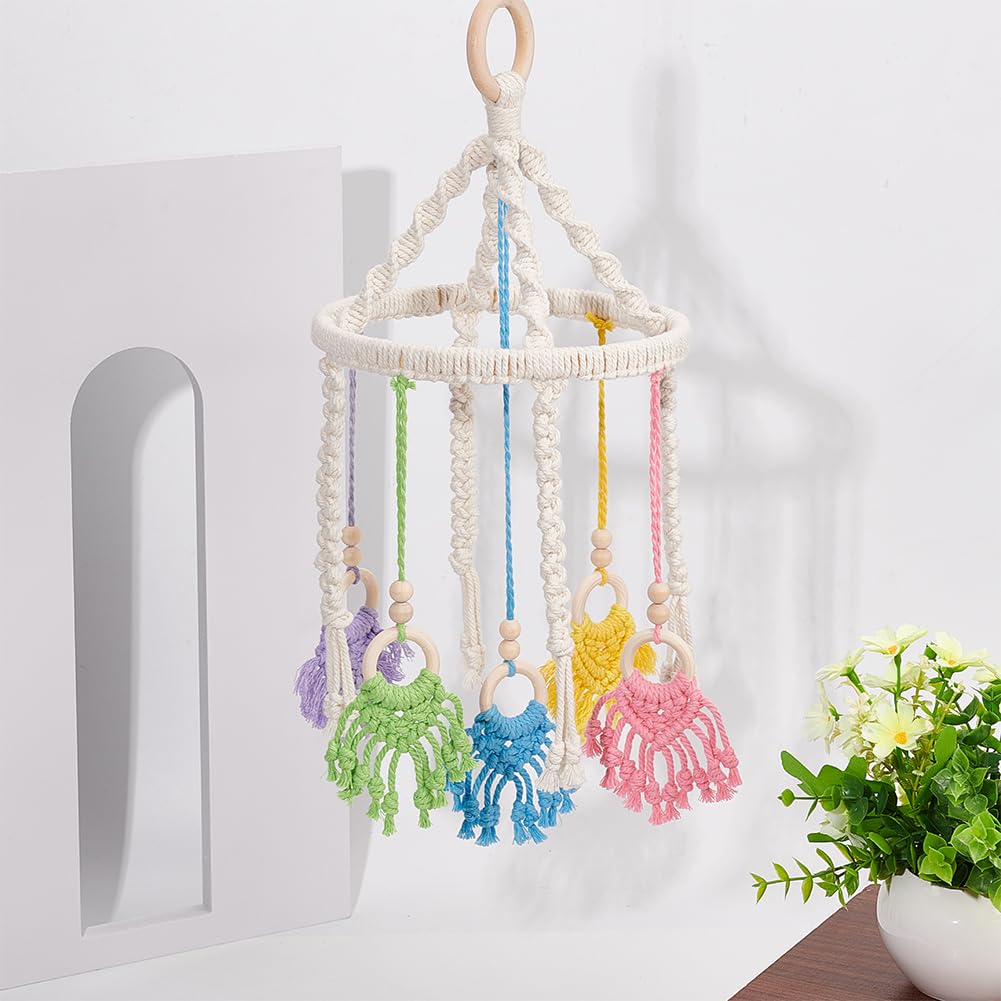 DIY Baby Mobile Colorful Macramé Baby Mobile Kit Cuna Mobiles para Bebés Cama de Bebé Campana de Viento DIY Baby Mobile para Cuna