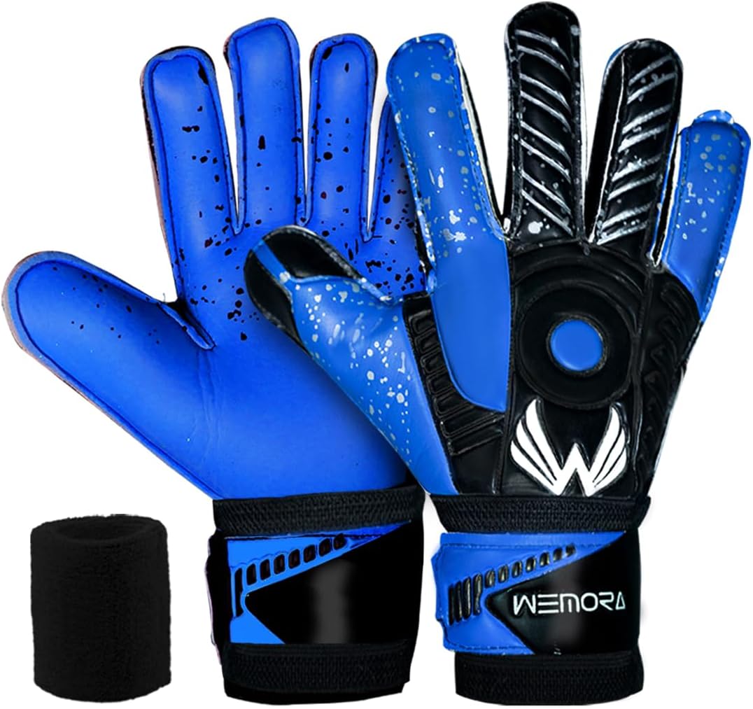 Guantes de portero de fútbol Fingersave para niños, jóvenes y adultos con palma de látex de 0.295 in, espinas flexibles para los dedos, guantes de