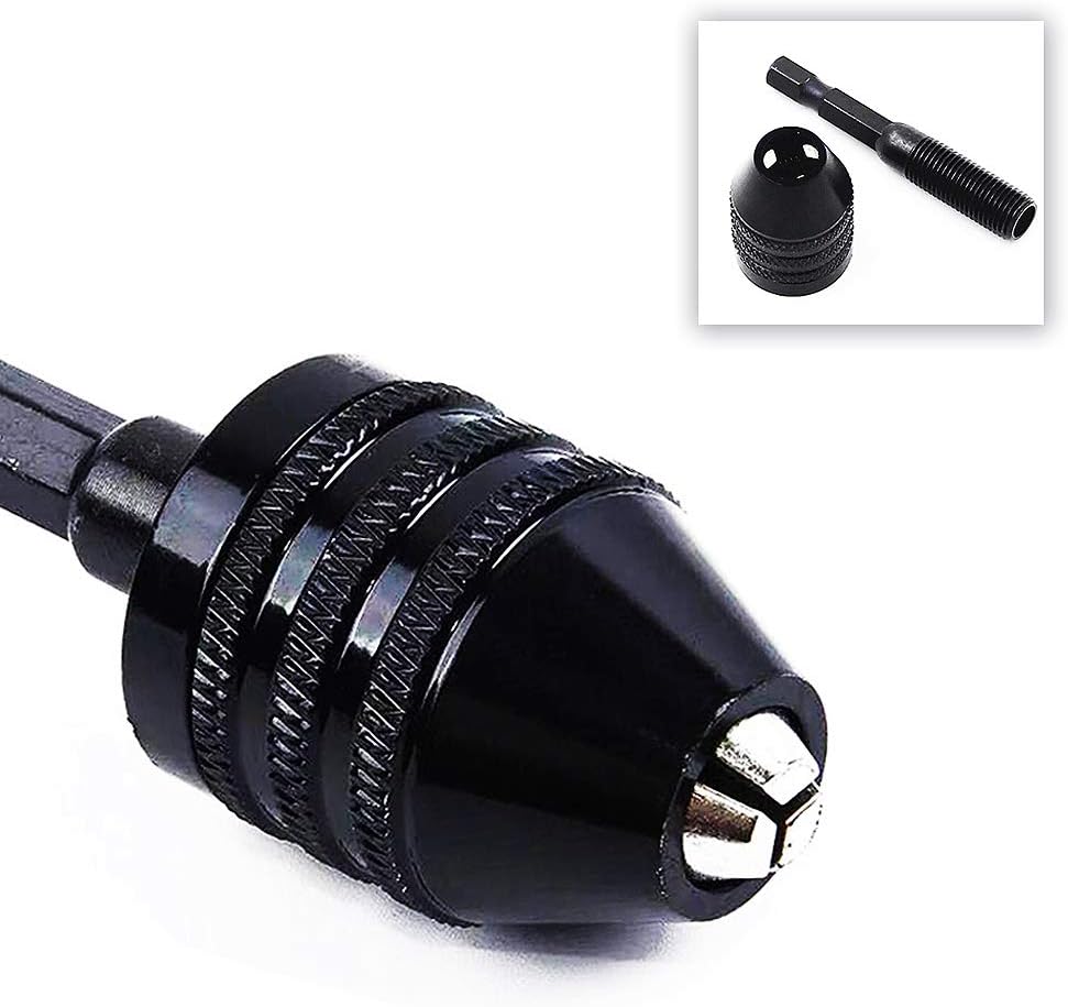 Mini adaptador de portabrocas de 0.012-0.142 in sin llave de cambio rápido, mini portabrocas de 14 pulgadas con vástago hexagonal para herramienta