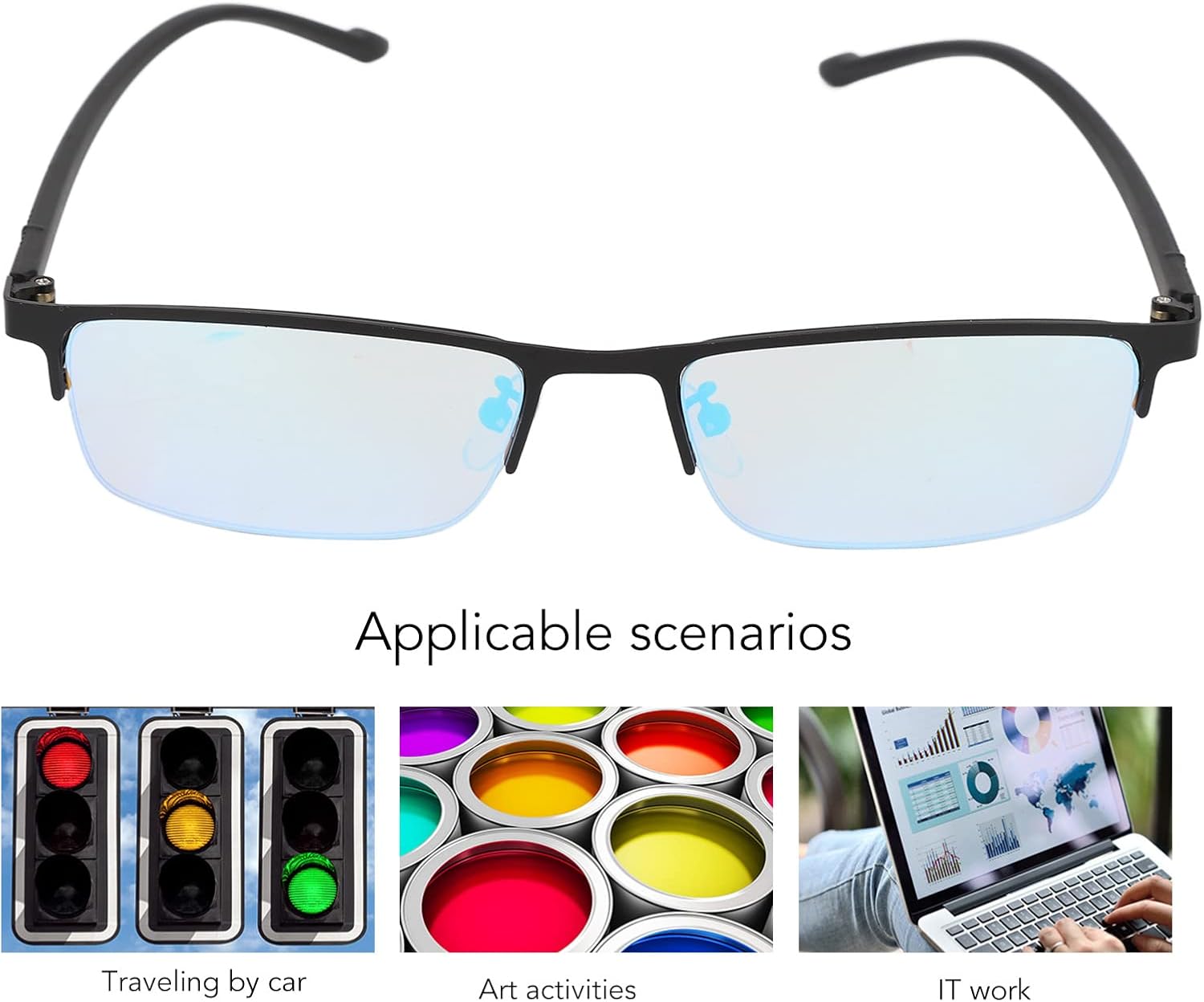 Lentes daltónicos con deficiencia de color, de alta transmisión, flexibles y duraderos, adecuados para diversas formas de cara para hombres y mujeres