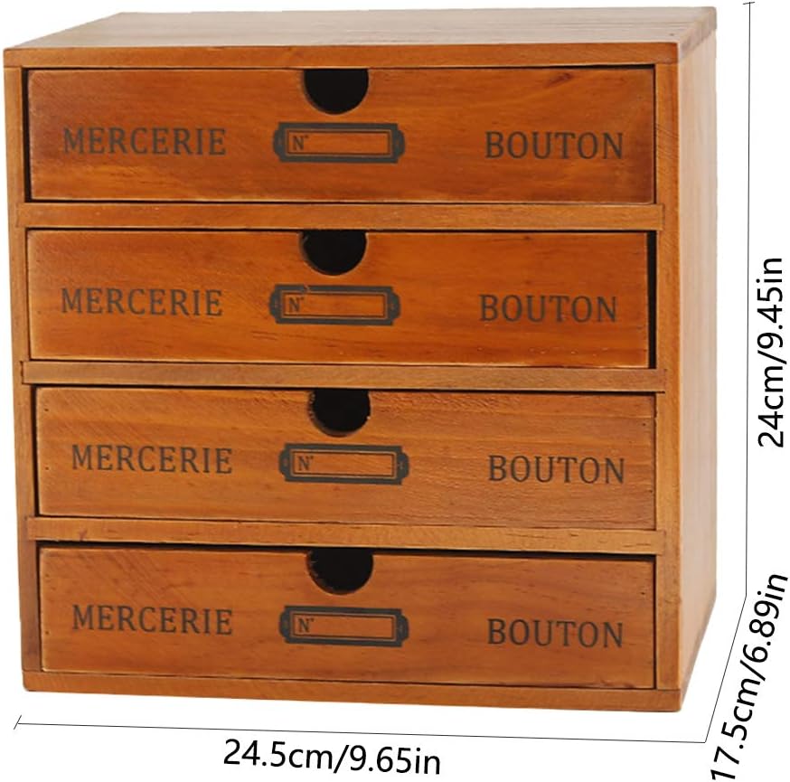 Caja de almacenamiento de madera con cajones, organizador de escritorio portátil de madera para el hogar, oficina, mostrador, decoración de