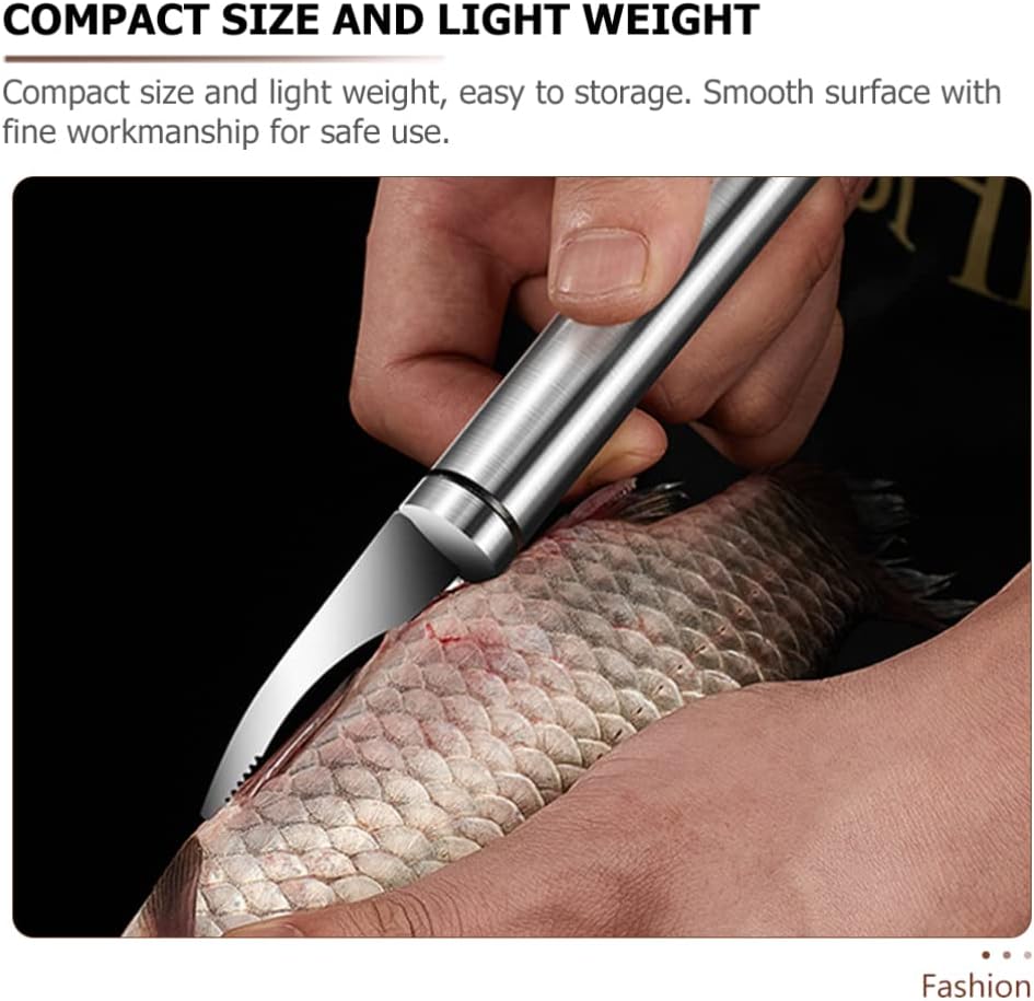 Hemoton 3 cuchillos de pescado de camarón de acero inoxidable para camarones, herramienta peladora multifunción, removedor de escamador de pescado