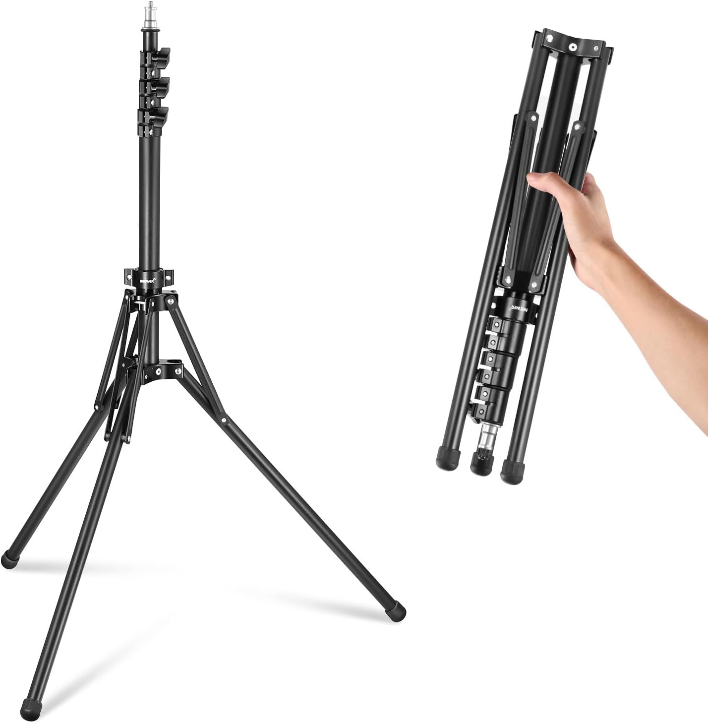 NEEWER ST70R – Soporte de luz de metal con patas reversibles de 180, soporte de trípode de viaje plegable de 70 pulgadas para luces de anillo, luces