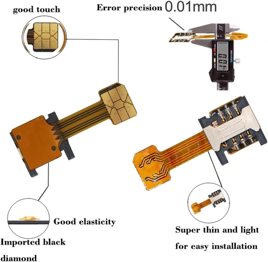 Adaptador doble SIM (2 piezas) para Samsung S7  S7 Edge  S8  S8+ Huawei Mate789 Xiaomi Lenovo, extensor dorado ultrafino 2 en 1 para teléfono