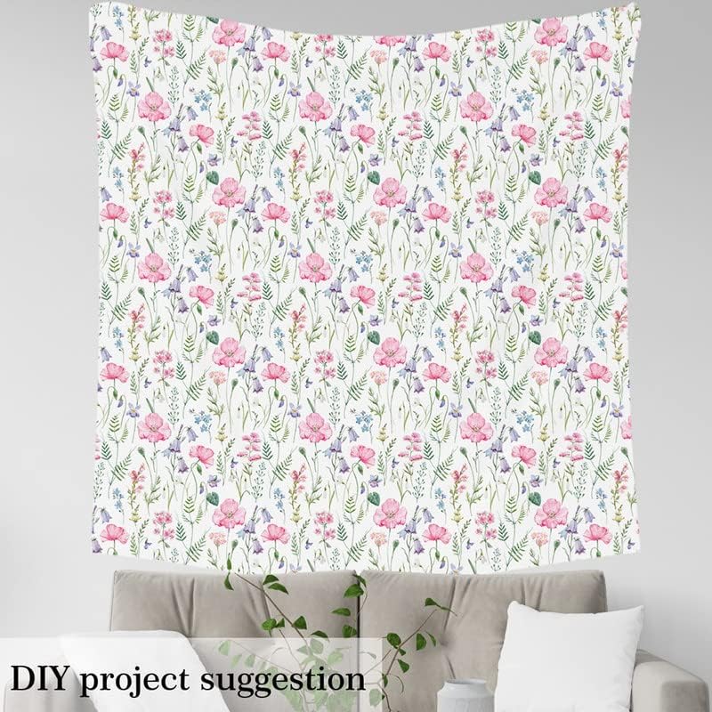The Yard, tela de tapicería floral para sillas, tela con estampado floral de amapola rosa de The Yard, flores de jardín de acuarela, tela decorativa