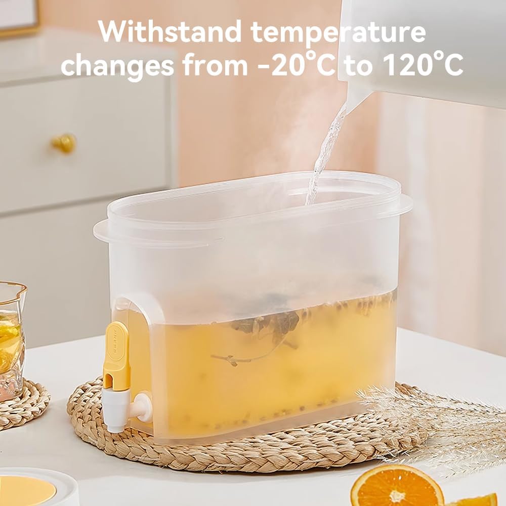 Dispensador de bebidas con espita de plástico para fiestas, jarra de limonada con filtro, jugo, agua fría, té, café, recipiente para nevera,