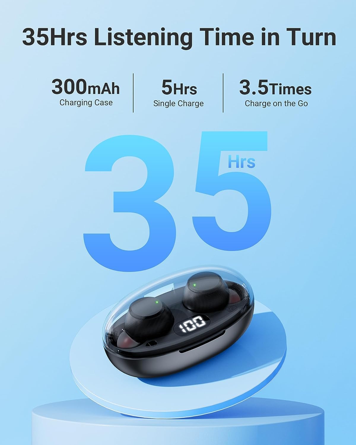 XBOSS T62 Mini auriculares inalámbricos Bluetooth con micrófono 5.3 pequeños IPX7 impermeable HiFi estéreo cancelación de ruido para correr,