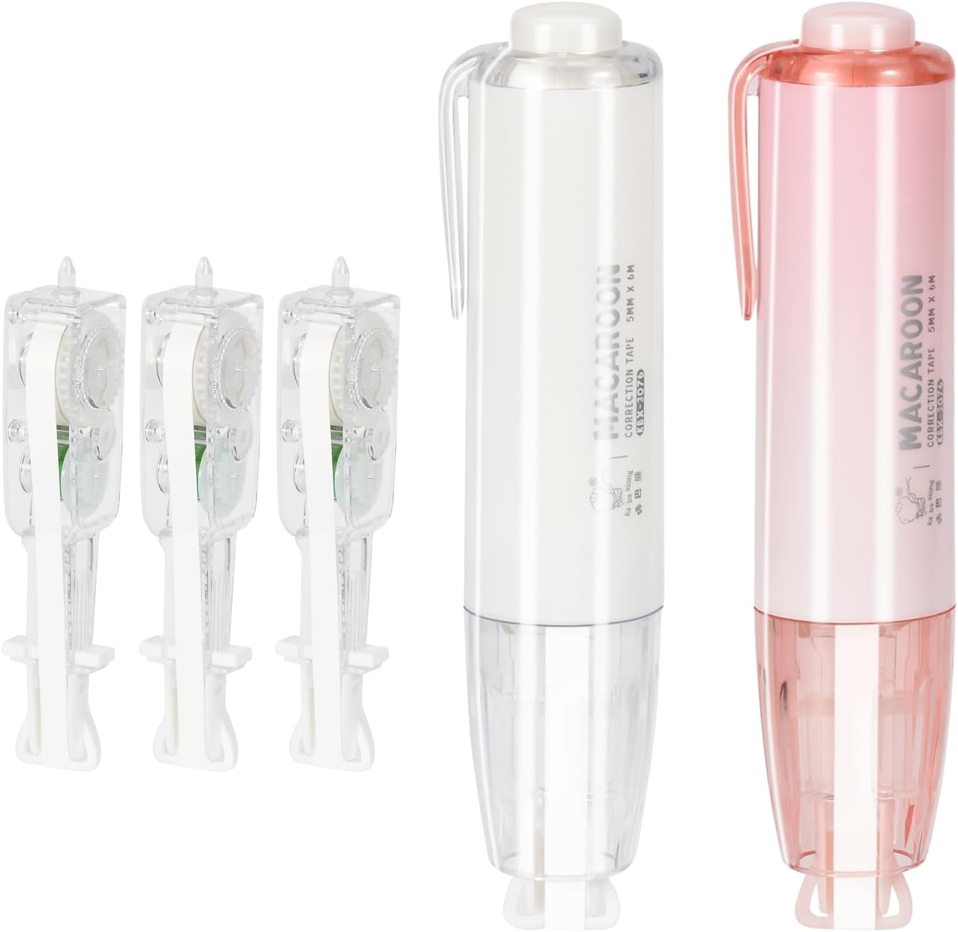 Cintas opacas retráctiles recargables para corrección instantánea, bonitos bolígrafos blancos con 3 aplicadores de cinta de repuesto para