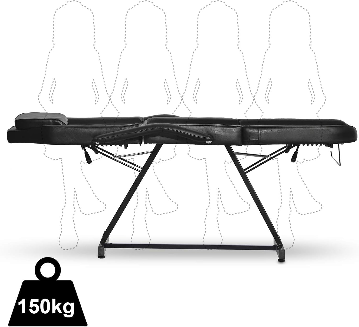 Paddie Cama de masaje profesional plegable de 3 secciones, mesa de tatuaje ajustable para cliente, silla facial de 73 pulgadas para esteticista,
