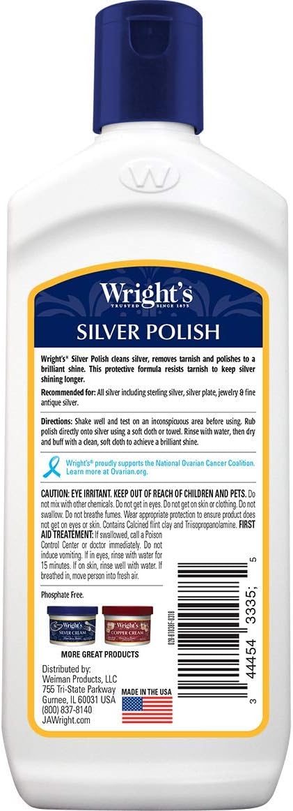 Wright’s Limpiador y esmalte de plata, 7 onzas (paquete de 2) sin amoníaco, uso en plata, joyas, plata antigua