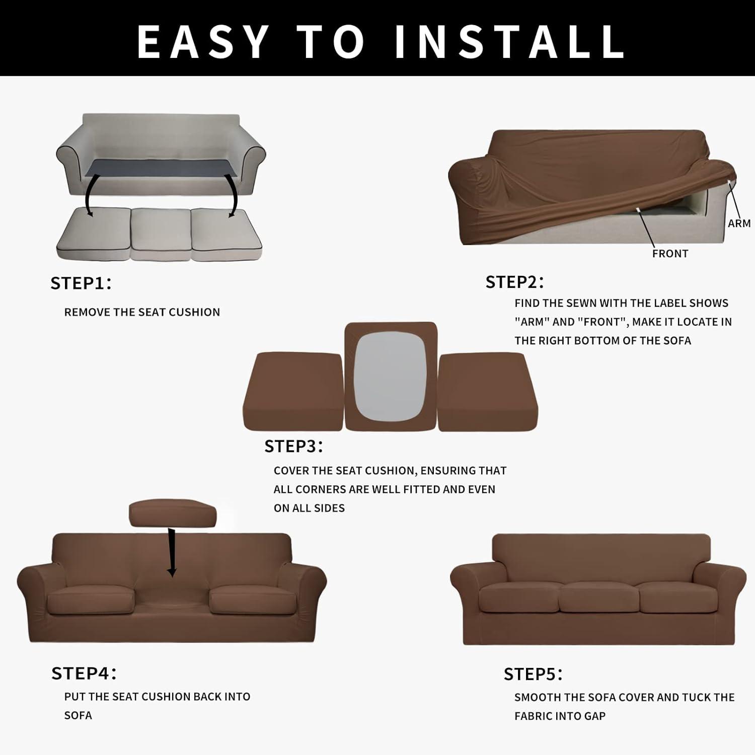 Easy-Going Funda de sofá suave 100% impermeable doble elástica para perros, funda de sofá para sofá de 3 cojines separados, protector de muebles a