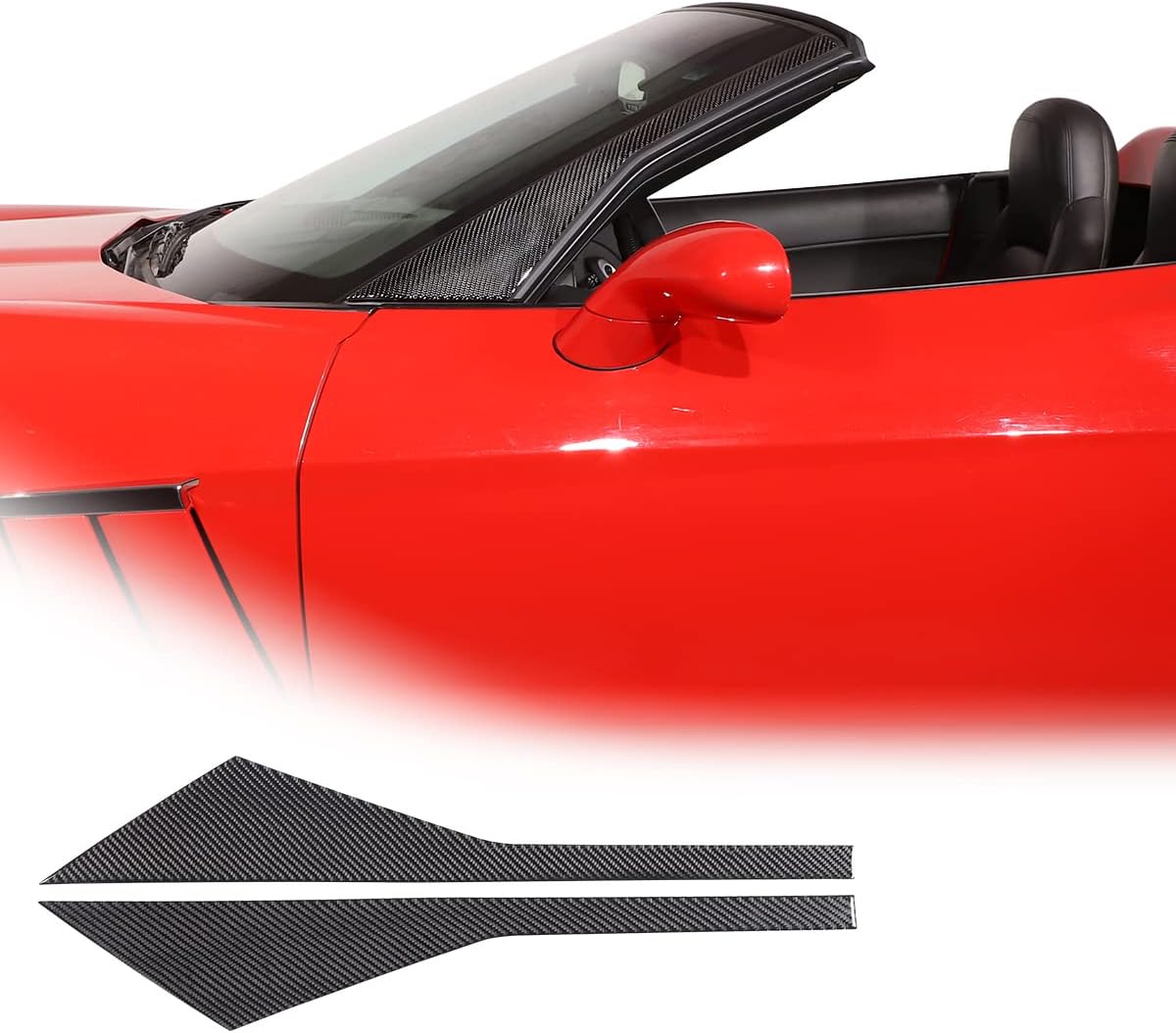 2 piezas de calcomanías de panel de pilar A de fibra de carbono suave para Chevrolet Corvette C6 2005-2013 Accesorios de moldeo de pilar A (negro)
