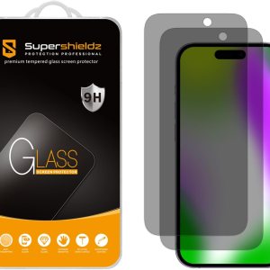 Supershieldz Paquete de 2 protectores de pantalla antiespía diseñados para iPhone 15 (6.1 pulgadas), vidrio templado, antiarañazos, sin burbujas Supershieldz Paquete de 2 protectores de pantalla antiespía diseñados para iPhone 15 (6.1 pulgadas), vidrio templado, antiarañazos, sin burbujas