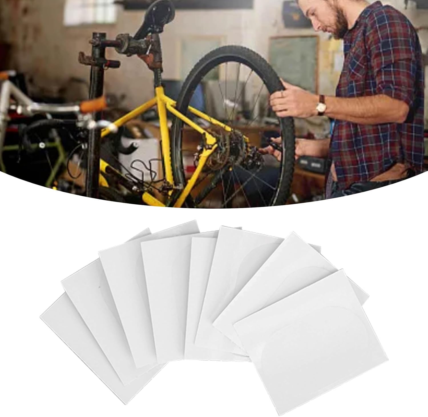 Alomejor Kit de reparación de parche de neumático de TPU de alto grado 8PCS para bicicleta, parches universales de tubo interior de bicicleta a
