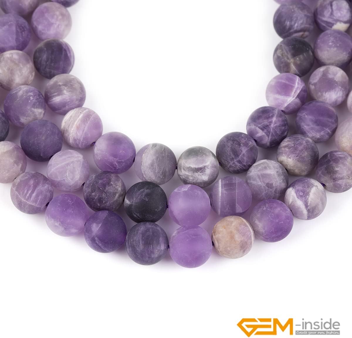 GEM-Inside – Cuentas de piedra preciosa amatista mate esmerilado redondo natural de 0.394 pulgadas (0.394 in), piedra energética de cristal para