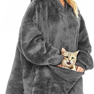 Lushforest Manta con capucha, de gran tamaño, suave, de forro polar, con bolsillo frontal gigante cálido, para adultos, mujeres y hombres Lushforest Manta con capucha, de gran tamaño, suave, de forro polar, con bolsillo frontal gigante cálido, para adultos, mujeres y hombres