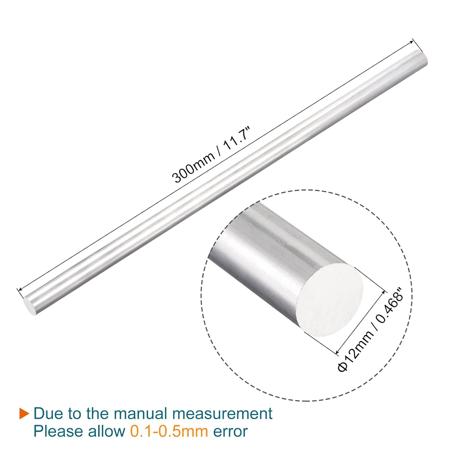 MECCANIXITY Varilla redonda sólida de aluminio de 0.472 in de diámetro, 11.811 in de longitud, para manualidades, paquete de 1 unidad