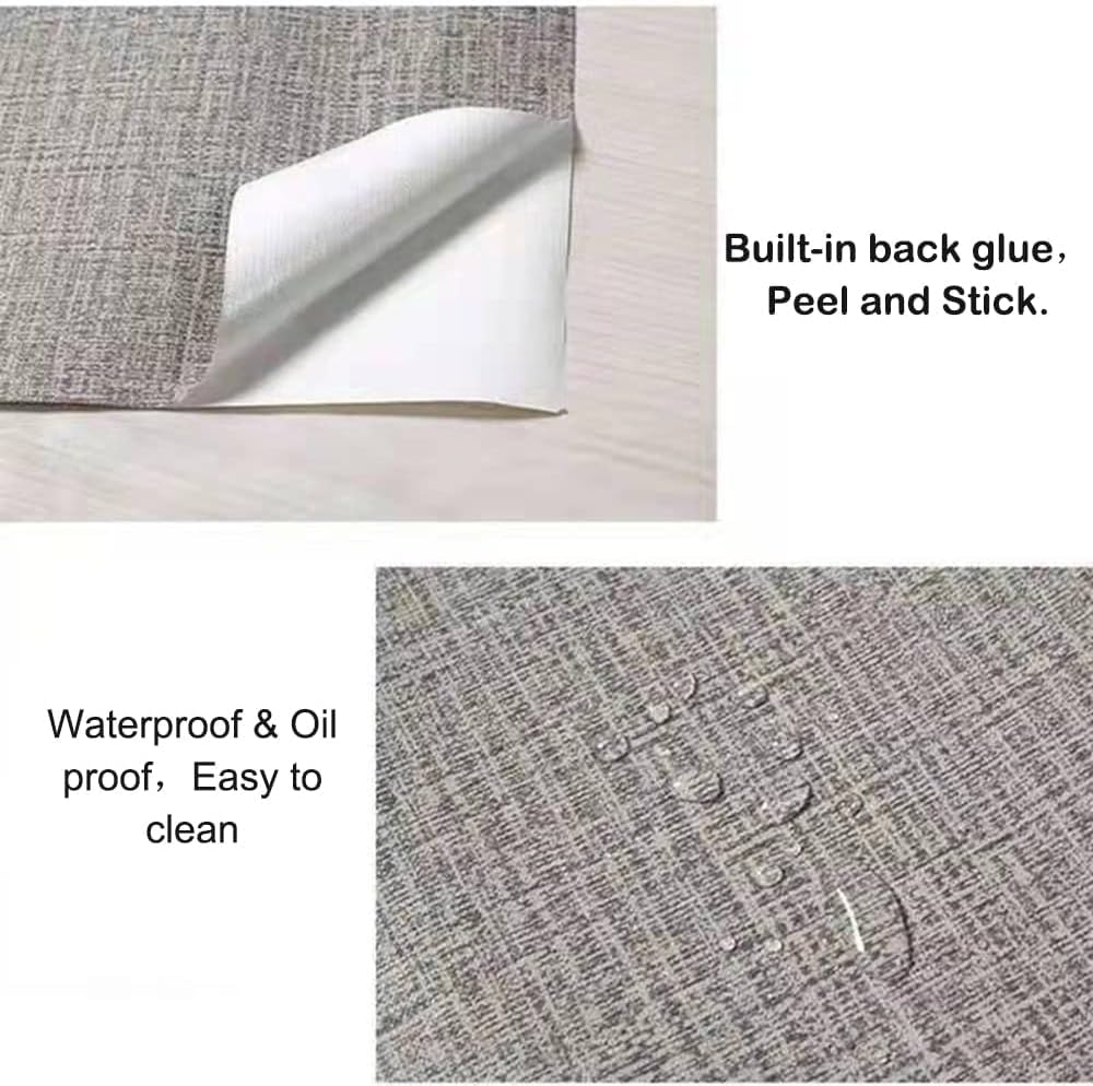 Papel tapiz de tela texturizada para despegar y pegar, papel de contacto de vinilo sintético para armarios, baños, encimeras y más (gris claro, 15.7