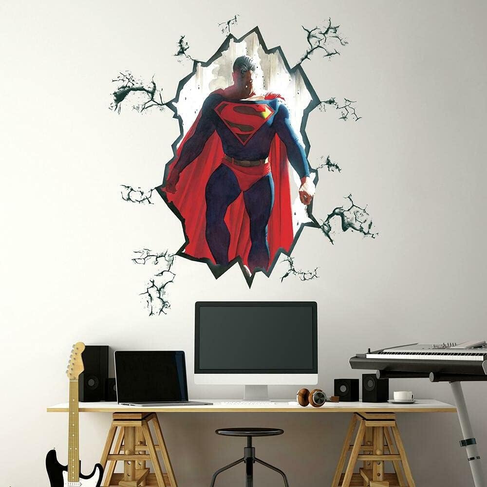 RoomMates RMK4945TBM Alex Ross Superman – Calcomanía de pared gigante agrietada