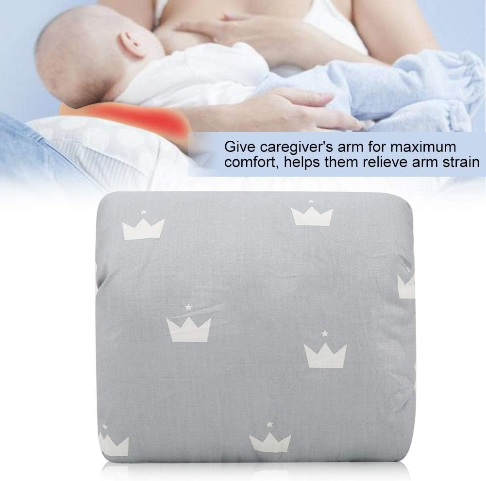 TEUOPIOE 1 almohada de lactancia para bebé, almohada de algodón suave para recién nacido (corona gris)
