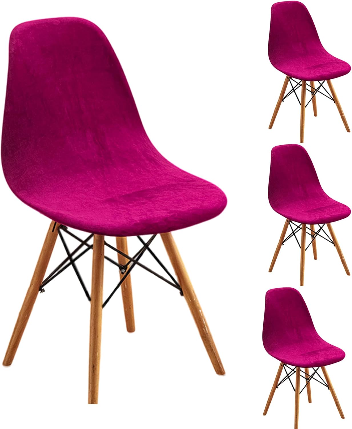 GOSTADY Juego de 4 fundas para sillas de comedor modernas de mediados de siglo, fundas de terciopelo elástico para sillas de comedor, fundas para