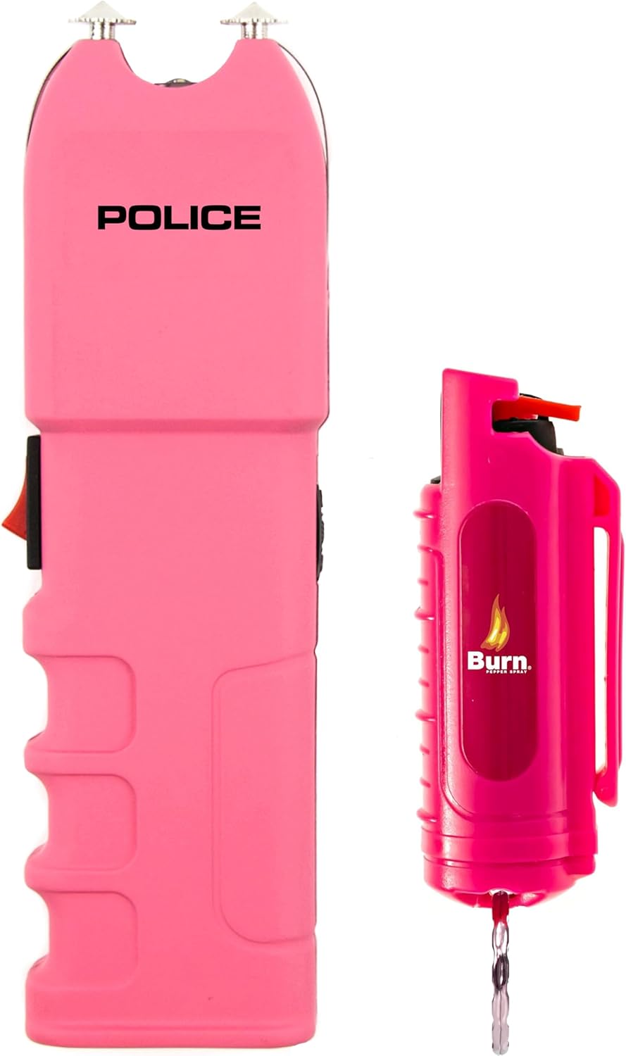 Police Stun Gun Burn Pepper Spray Combo Mujeres Hombres Autodefensa – 928 Rosa
