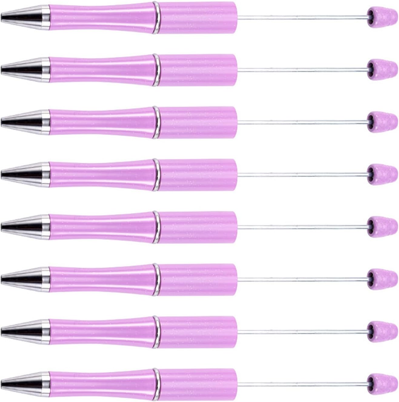 Beadthoven – 20 bolígrafos de plástico con cuentas con eje de bolígrafo de tinta negra para manualidades, suministros de decoración de bolígrafos,