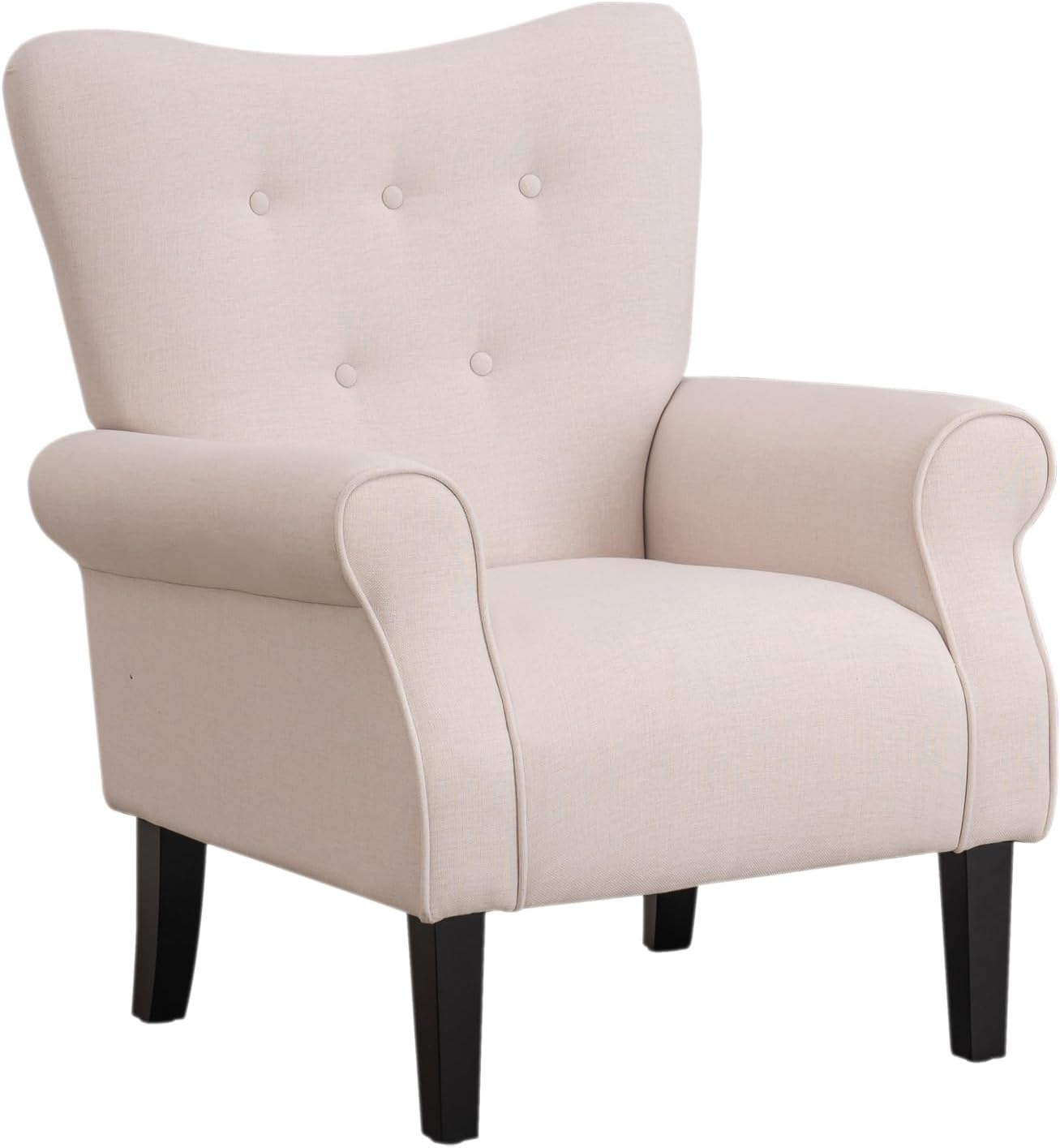 Mellcom – Sillón moderno, sillón con respaldo alto,Sofá individual tapizado con tela y con patas de madera para sala de estar, dormitorio,Club