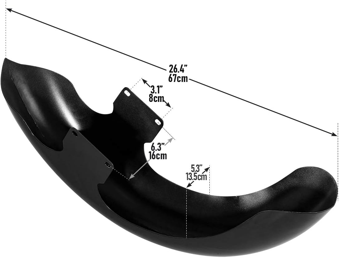 XMT-MOTO Guardabarros delantero envuelto de 21 pulgadas para Harley Davidson Touring Road King Custom Baggers 1997-2013, negro pintado