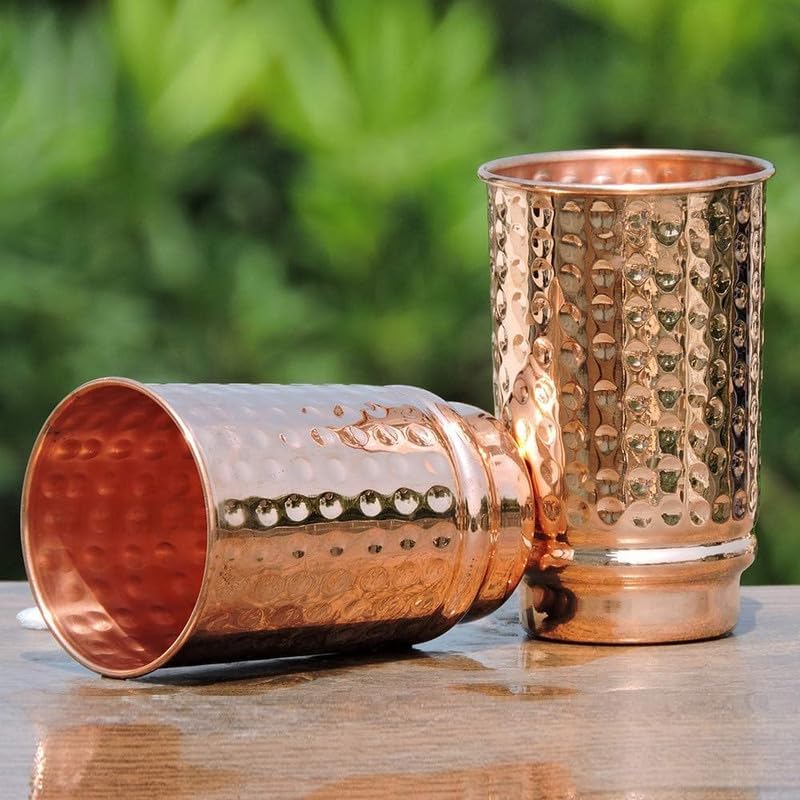 Vasos de cobre puro para beber, tazas de cobre puro para salud ayurvédica, 2 uds.