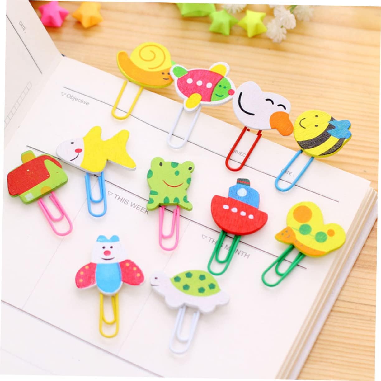 MAGICLULU 48 marcadores de animales lindos mini clips de papel de rana clips de carpeta clips de clip de papel clips para papel de dibujos animados