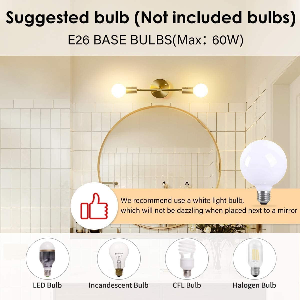 Luces doradas de tocador, 2 lámparas de baño sobre espejo, aplique de latón, moderno, semiempotrado, lámpara de pared para inodoro, dormitorio, sala