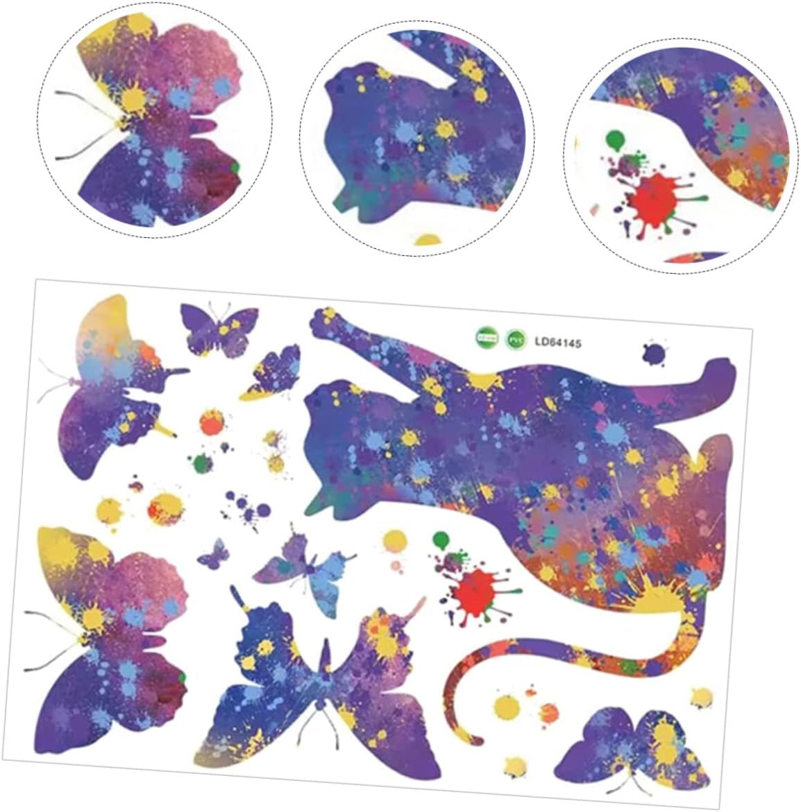 BESPORTBLE 2 hojas de calcomanías de pared con diseño de gato estrellado para decoración del hogar, habitación de niños, sala de juegos, papel tapiz