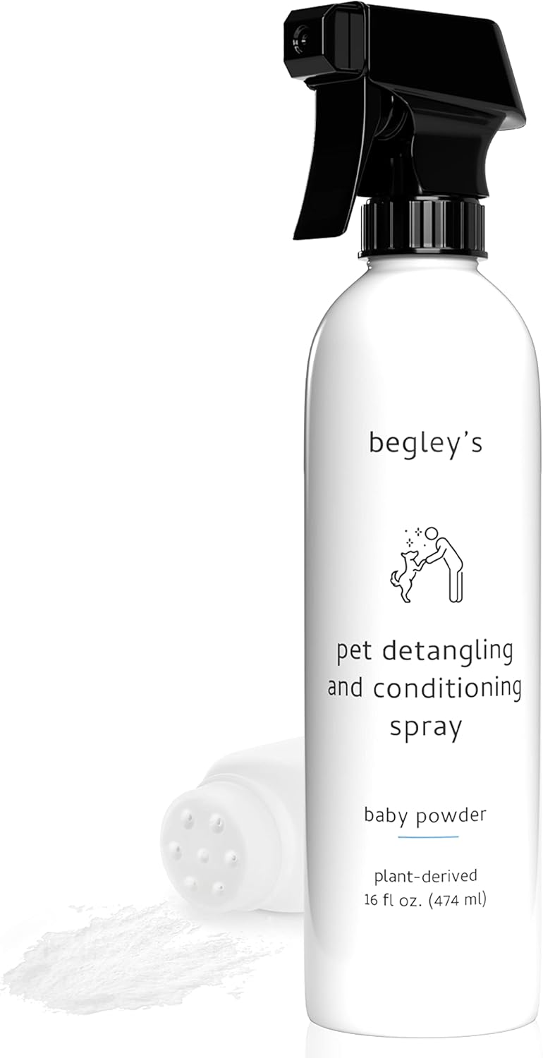 Begley’s Natural Pet – Aerosol desenredante perfumado de aceite esencial de primera calidad para perros, cachorros y gatos, acondicionador sin