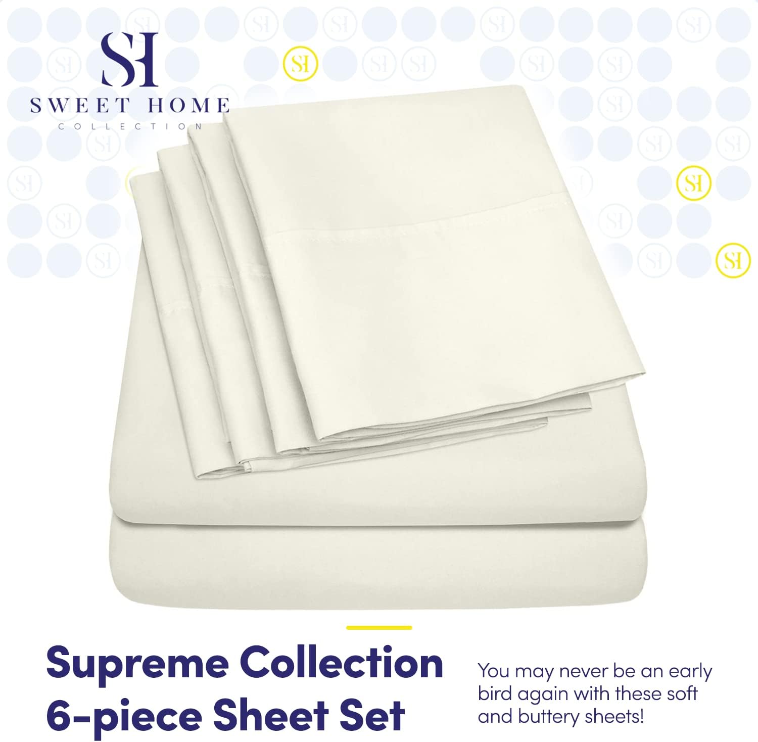 Sweet Home Collection Juego de sábanas de 6 piezas de 1,500 hilos de microfibra con bolsillos profundos y fundas de almohada extra, paquete